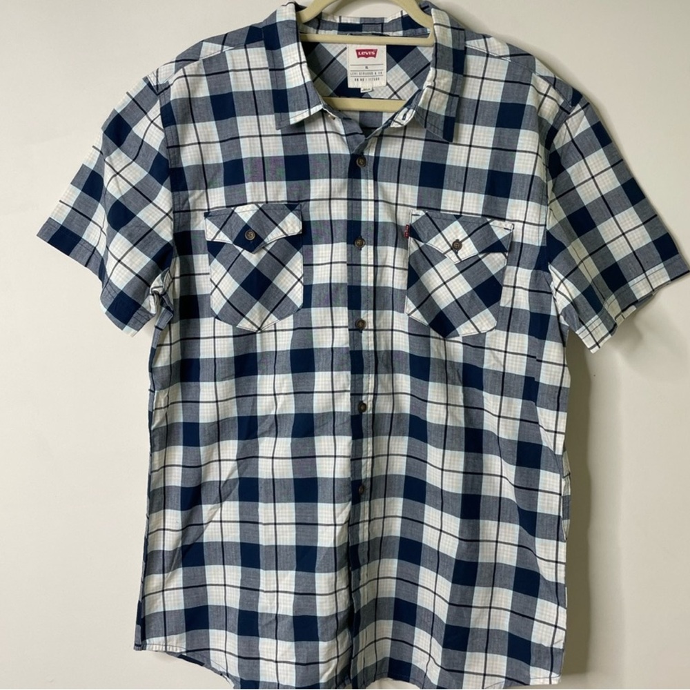 Levi's Blue Plaid SS Button Front XL